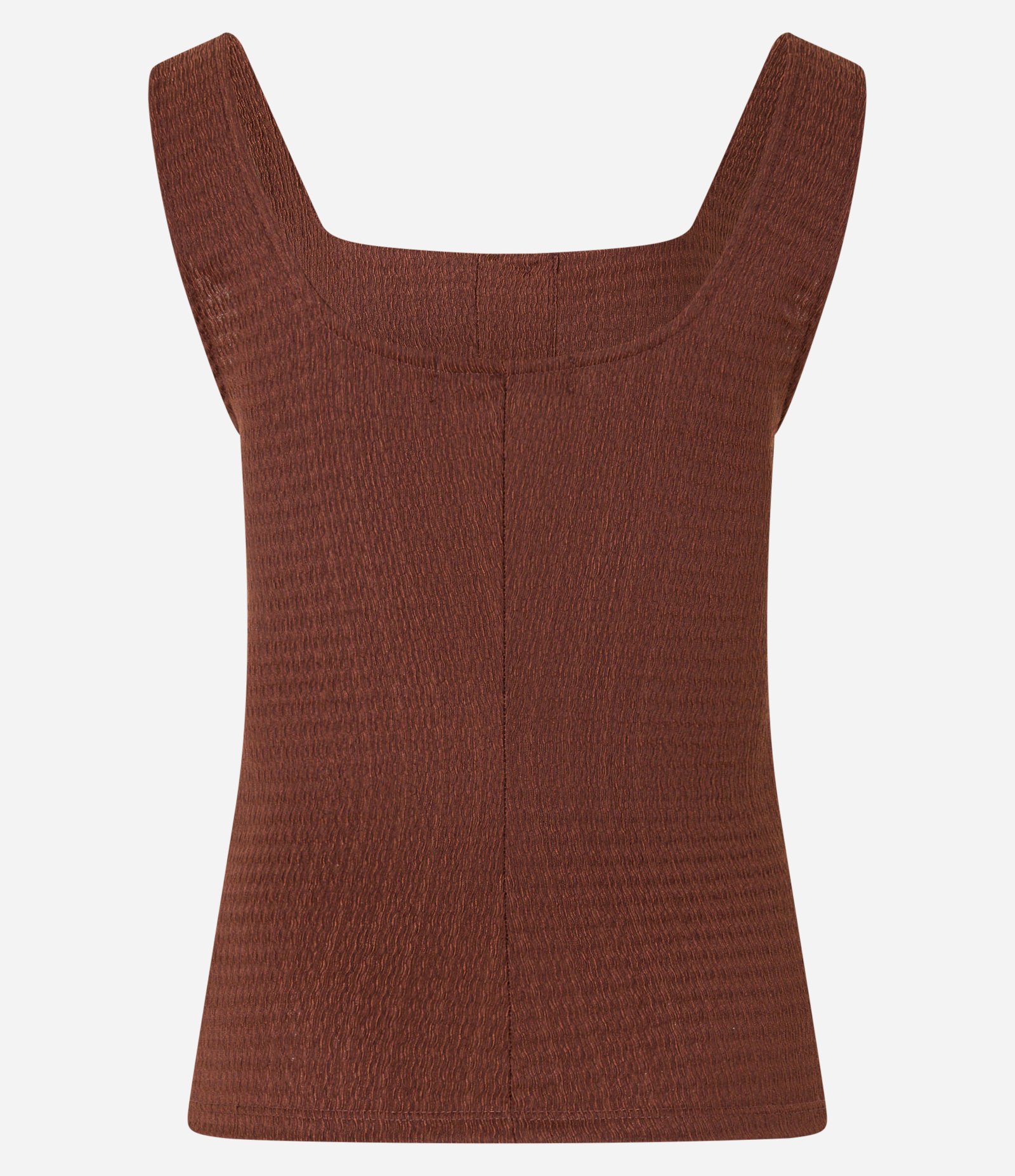 Blusa Texturizada com Decote Quadrado e Botões Marrom 7