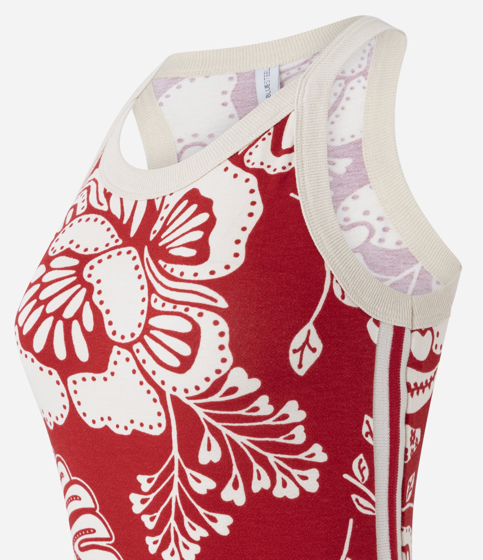 Vestido Midi em Viscose com Estampa Floral Bicolor Vermelho 5