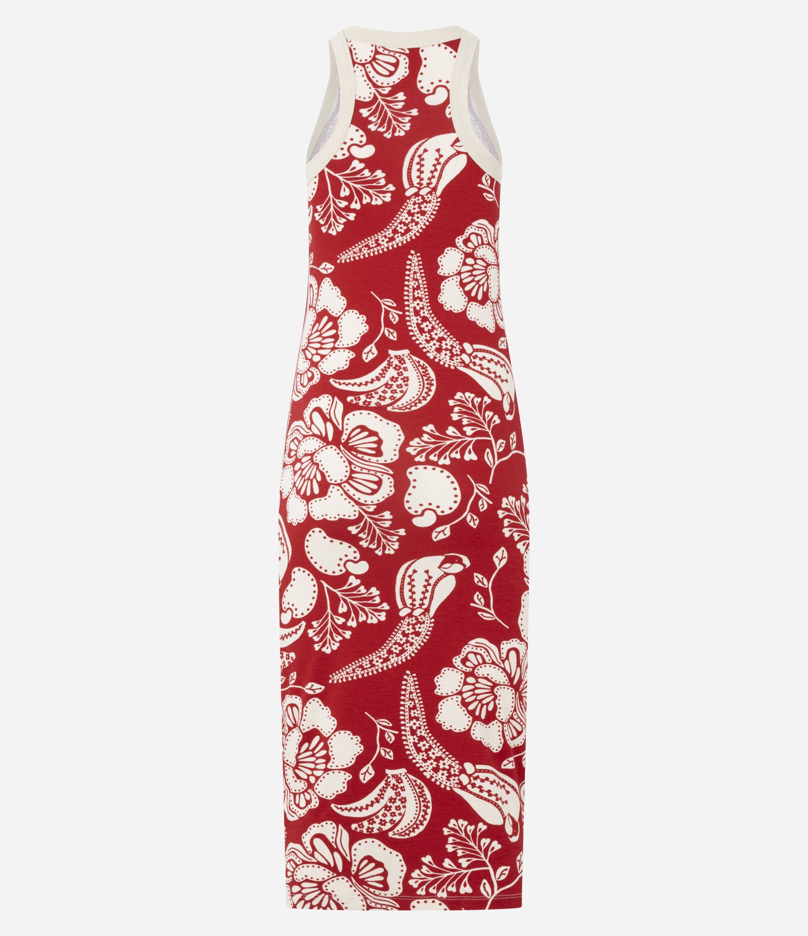 Vestido Midi em Viscose com Estampa Floral Bicolor Vermelho 6
