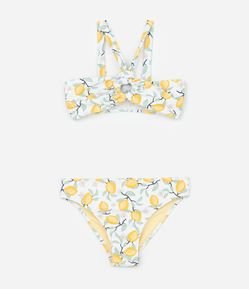 Biquíni Infantil em Microfibra com Estampa Floral - Tam 7 a 16 Anos