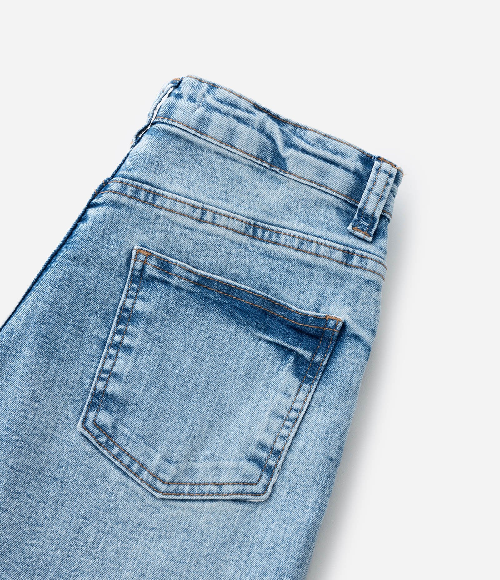 Calça Wide Infantil em Jeans com Barra Desfiada - Tam 5 a 14 Anos Azul 5
