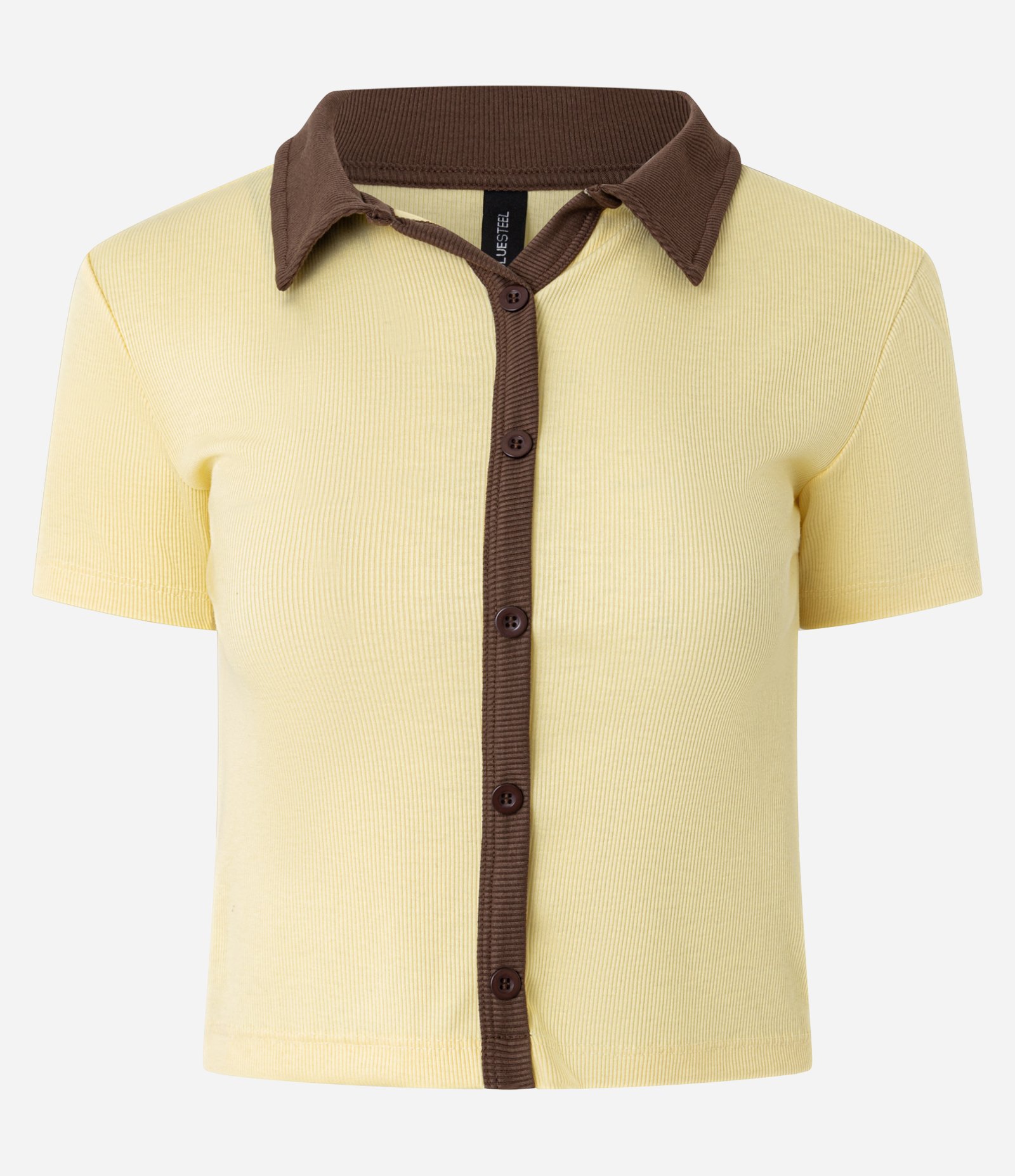 Blusa Polo em Ribana com Detalhes Contrastantes Amarelo 5