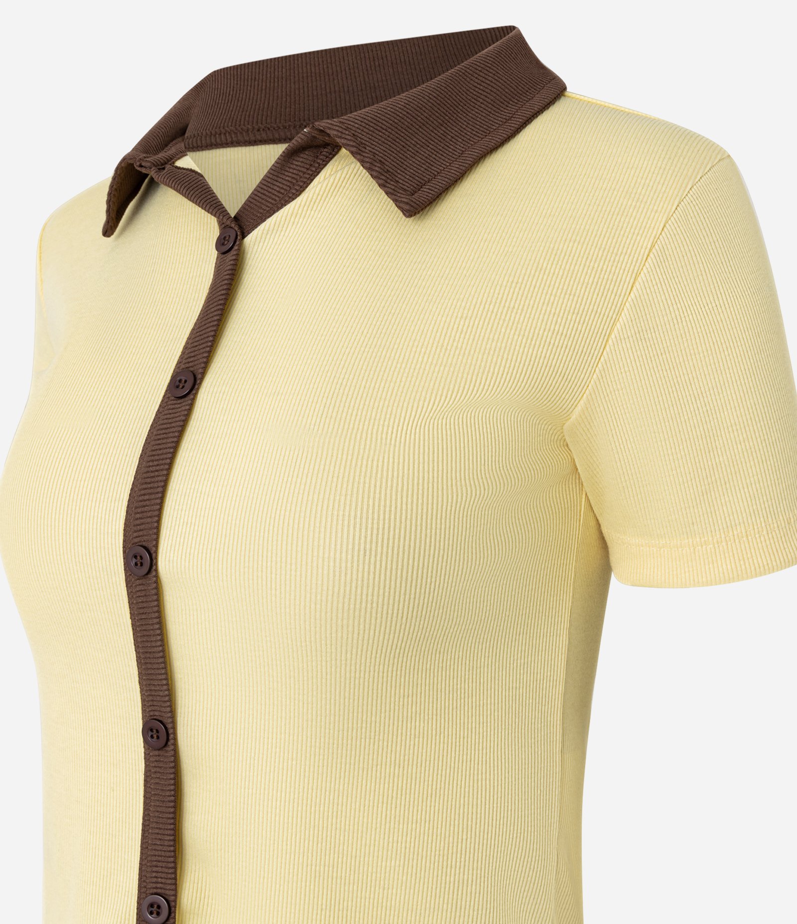 Blusa Polo em Ribana com Detalhes Contrastantes Amarelo 6