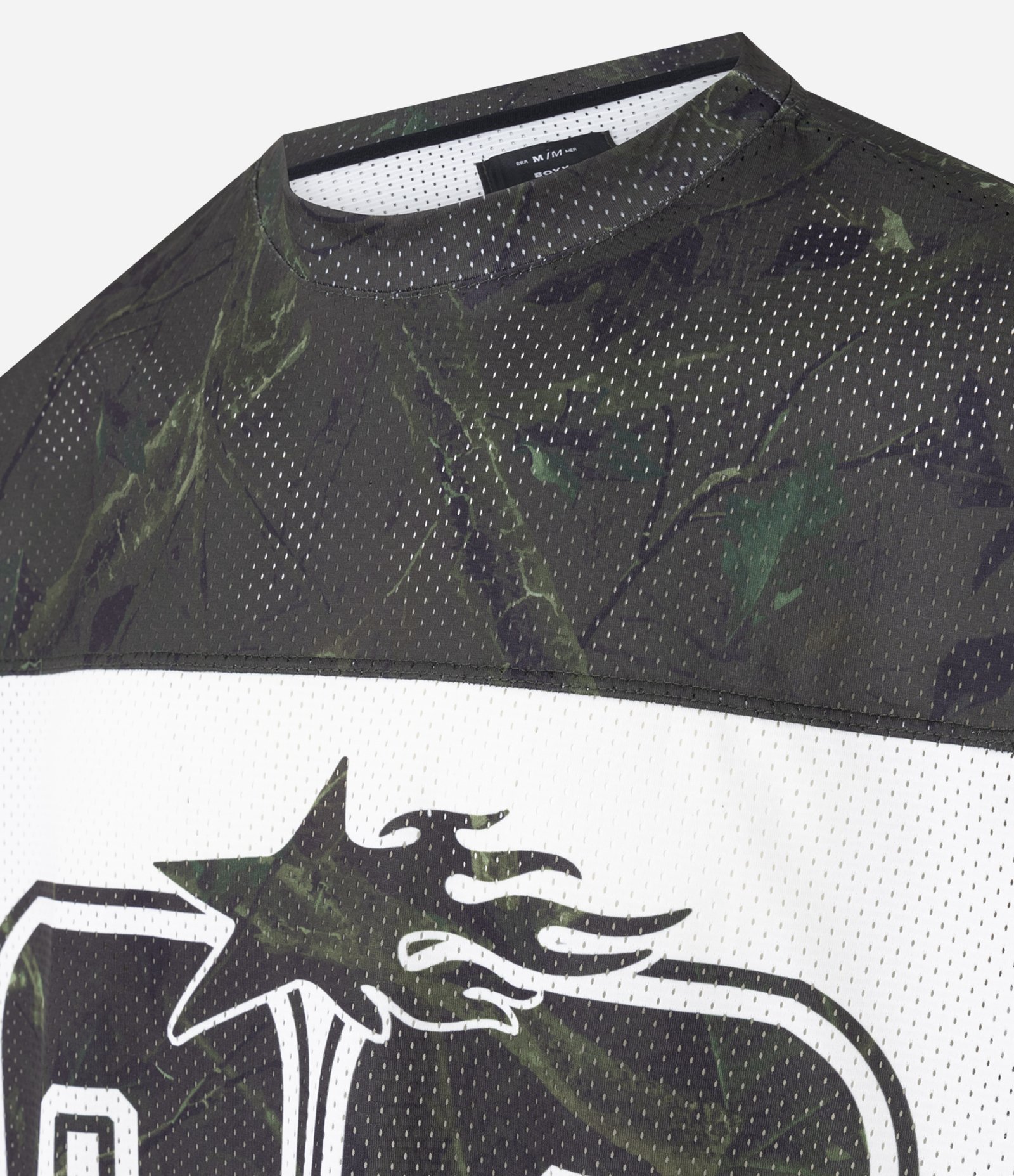 Camiseta Boxy Sportcore com Estampa Abstrata e Lettering 23 Branco/Marrom 6