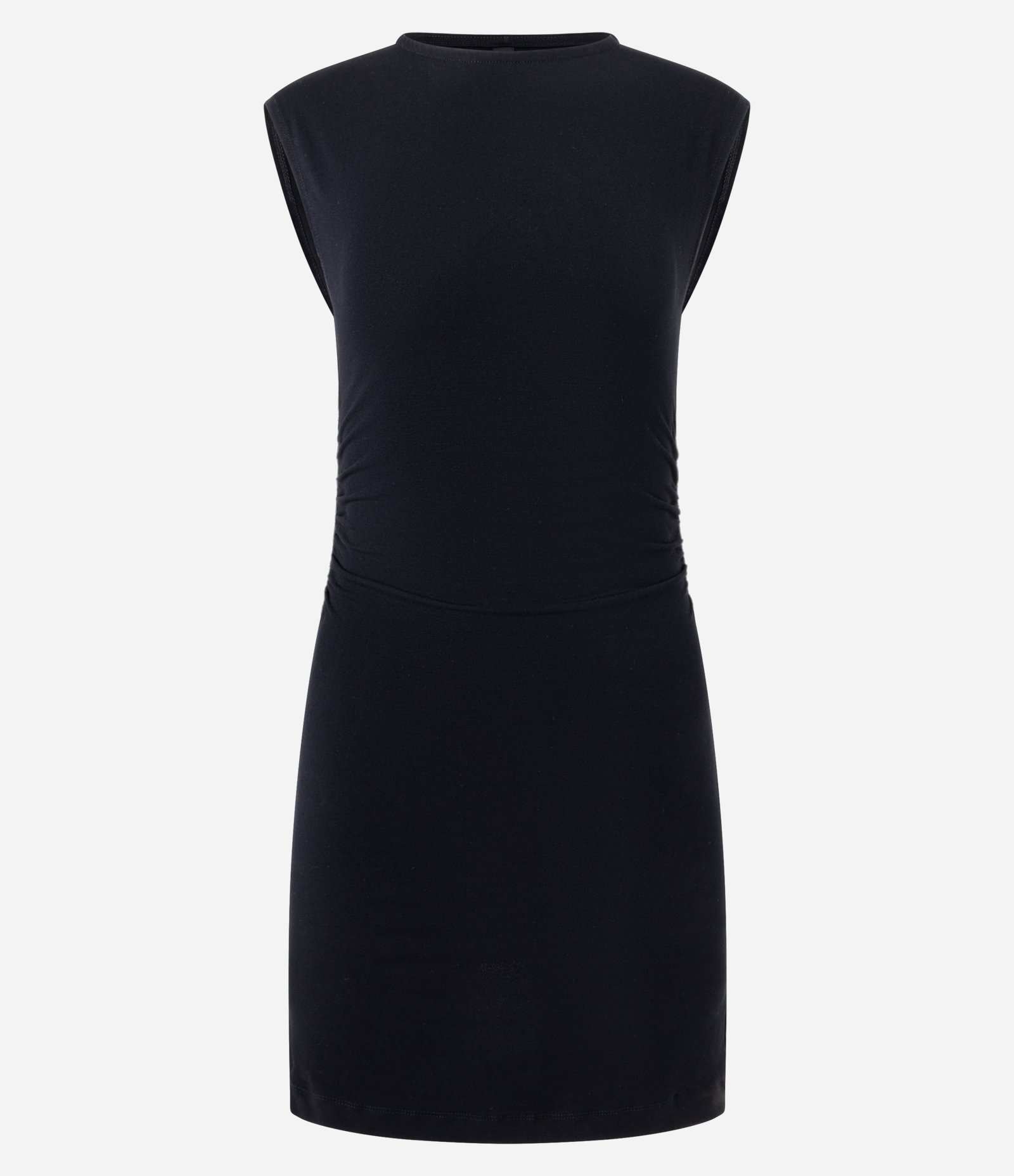 Vestido Curto sem Manga em Viscose com Franzido Lateral Preto 4
