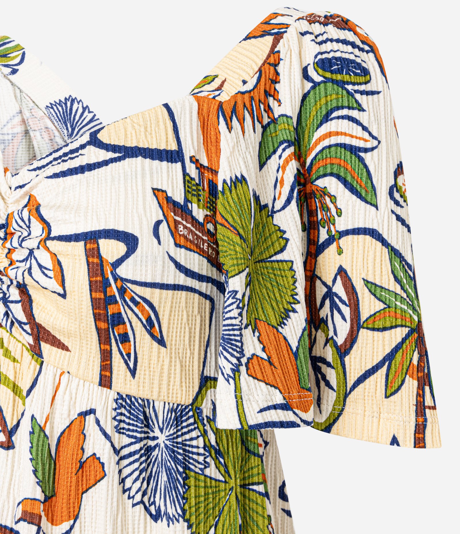 Vestido Curto com Decote Coração e Estampa Natural Multicores 5