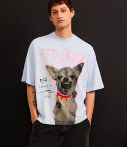 Camiseta Comfort em Algodão com Estampa de Cachorrinho com Raiva