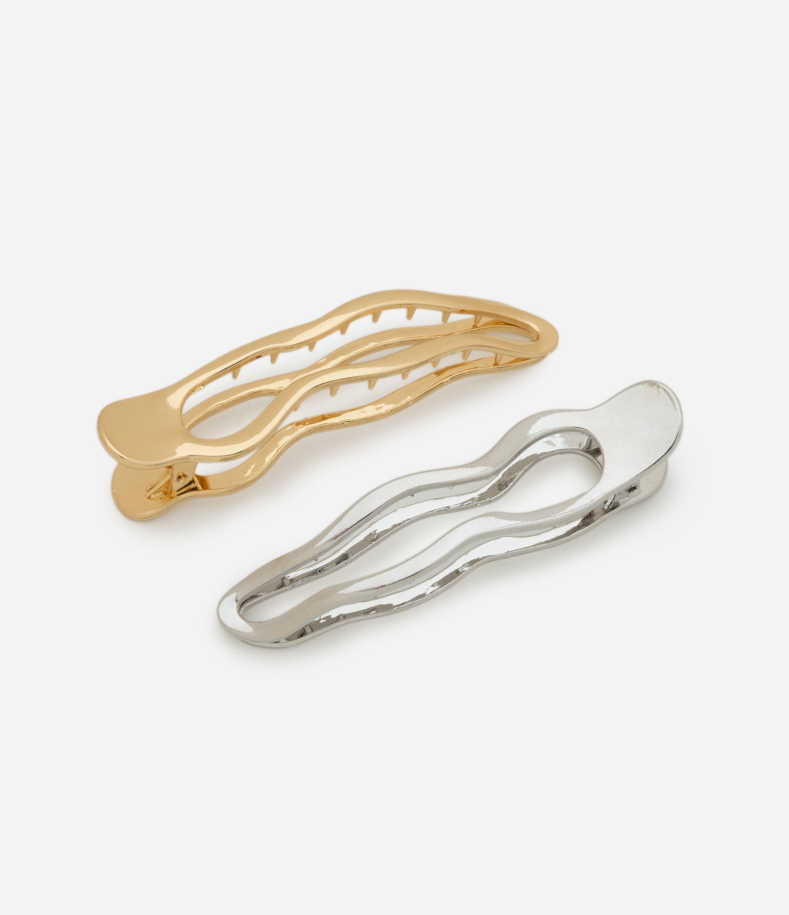 Kit 02 Presilhas com Forma Irregular Dourado/Prata 1