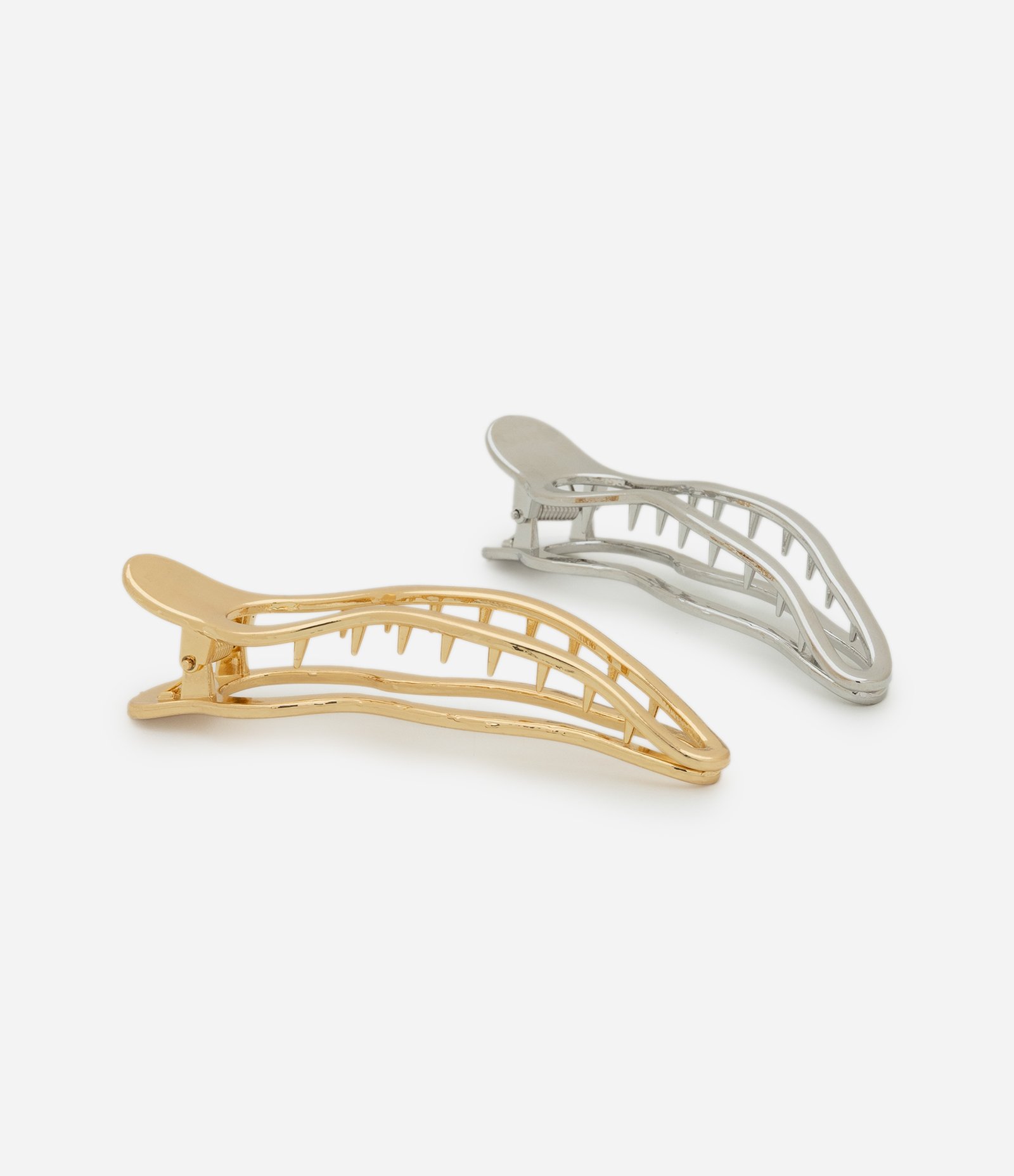 Kit 02 Presilhas com Forma Irregular Dourado/Prata 2