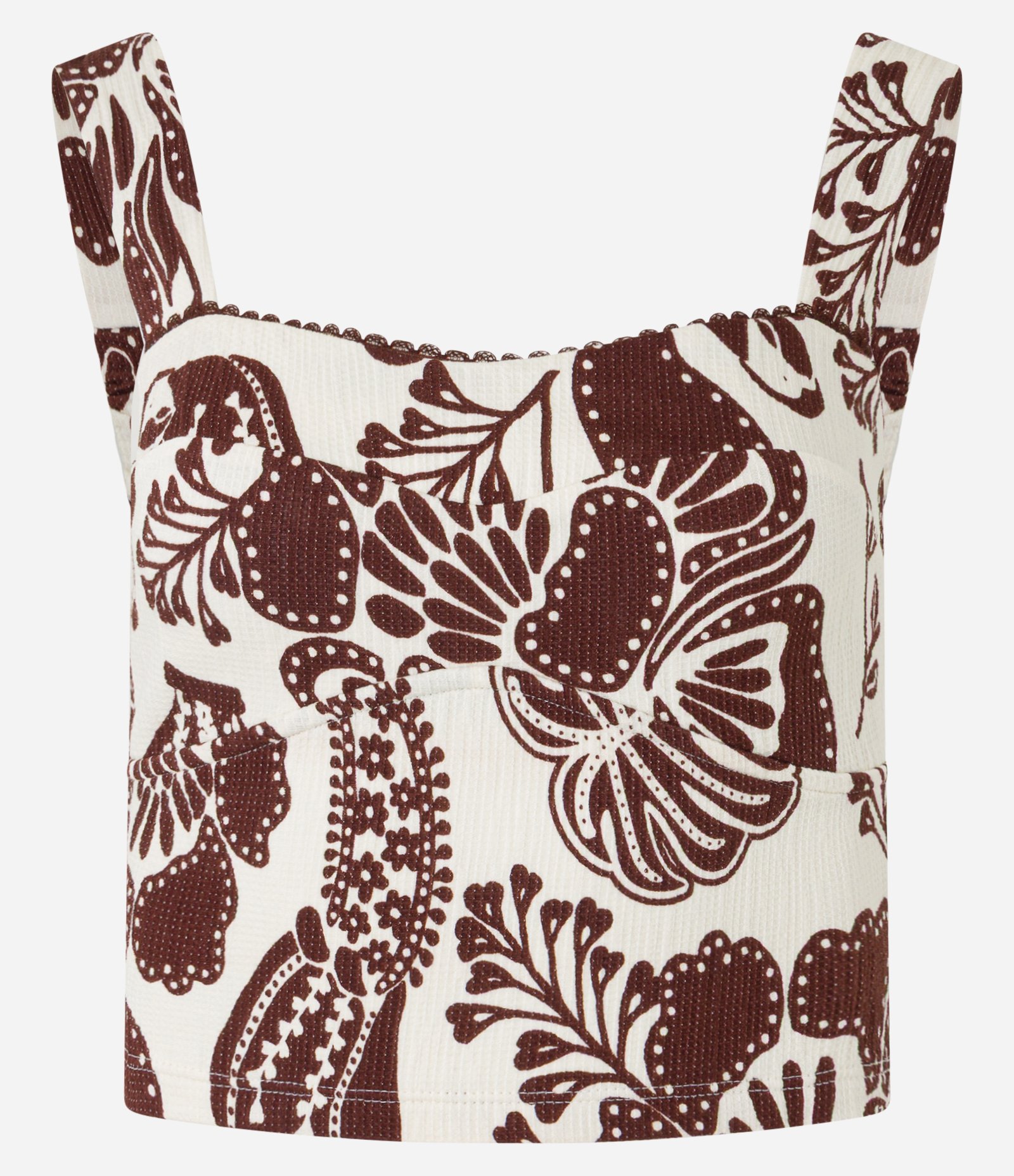 Blusa Cropped Texturizada com Estampa Caju Bicolor Off White 6