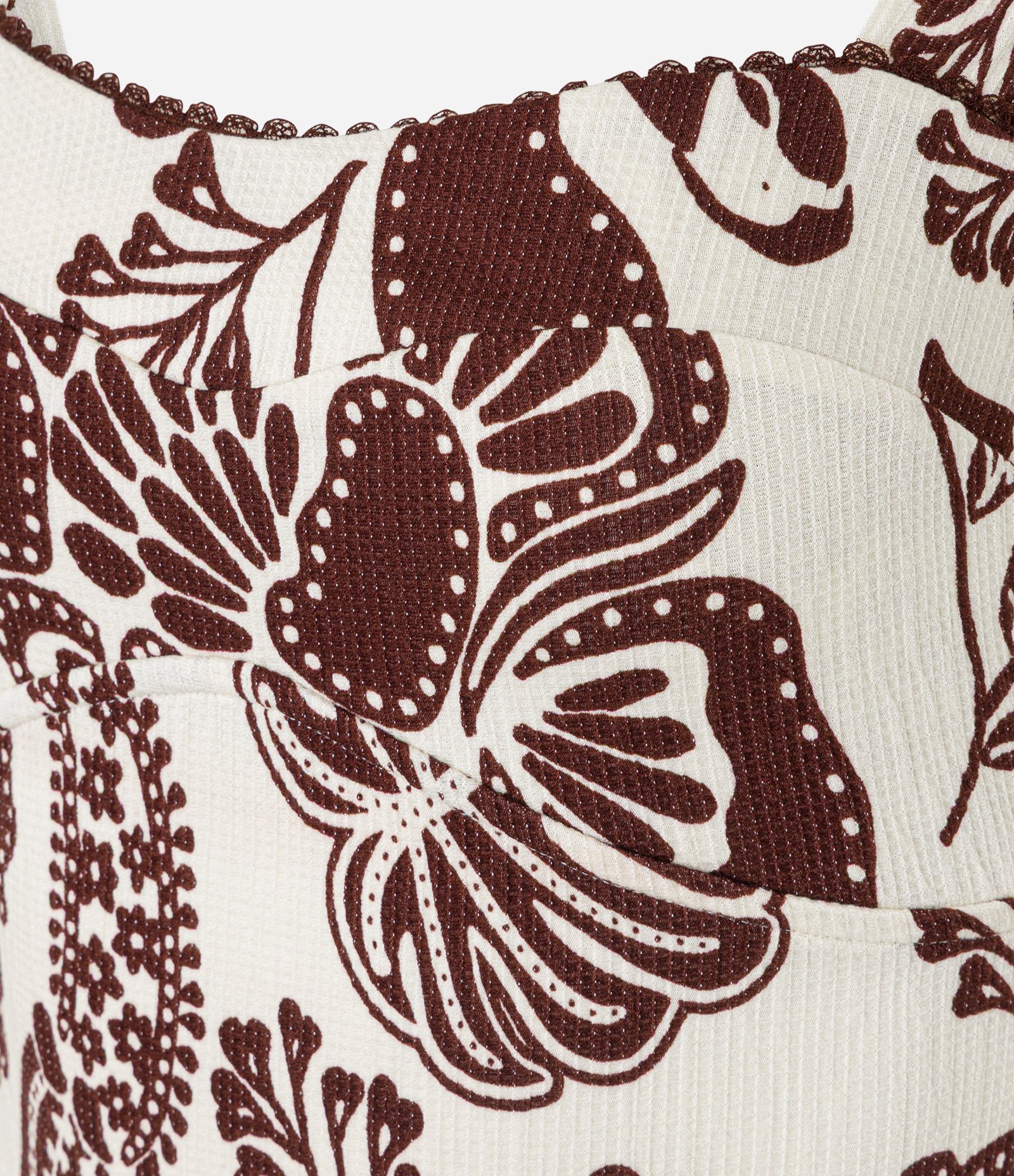 Blusa Cropped Texturizada com Estampa Caju Bicolor Off White 7