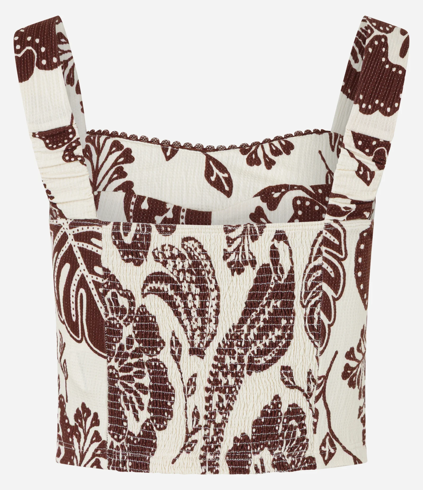 Blusa Cropped Texturizada com Estampa Caju Bicolor Off White 8