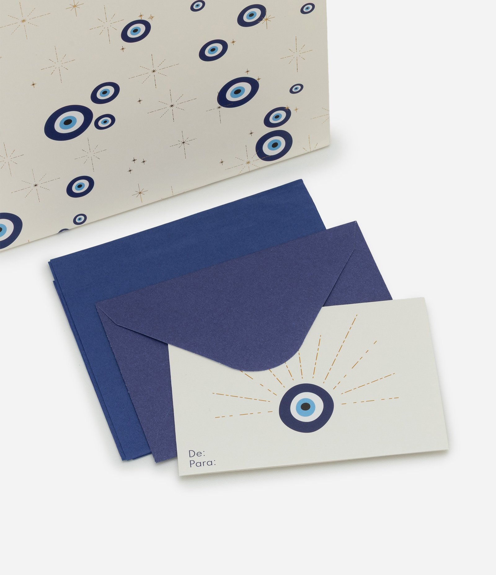 Embalagem de Presente Pequena com Estampa de Olho Grego Bege 4