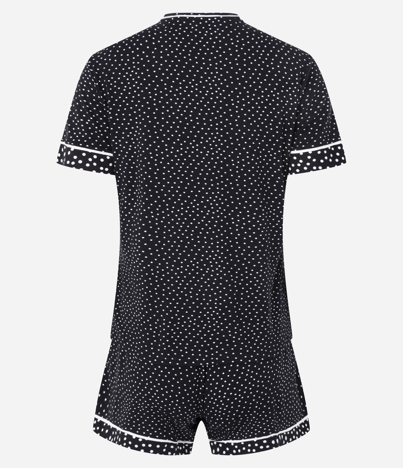 Pijama Short Doll em Viscose com Estampa Poá Preto 5