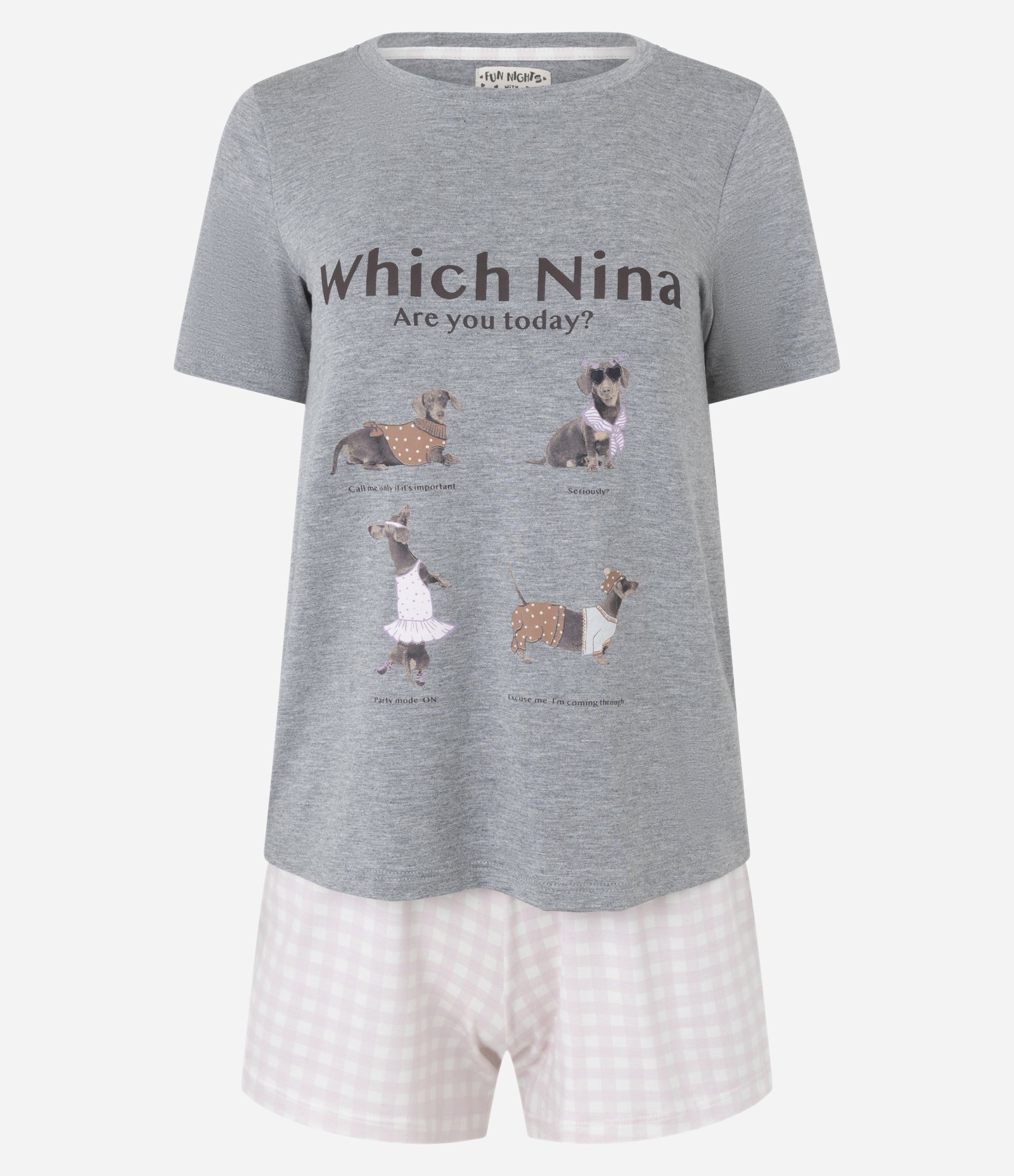 Pijama Short Doll em Viscose com Estampa de Cachorrinho Cinza 4