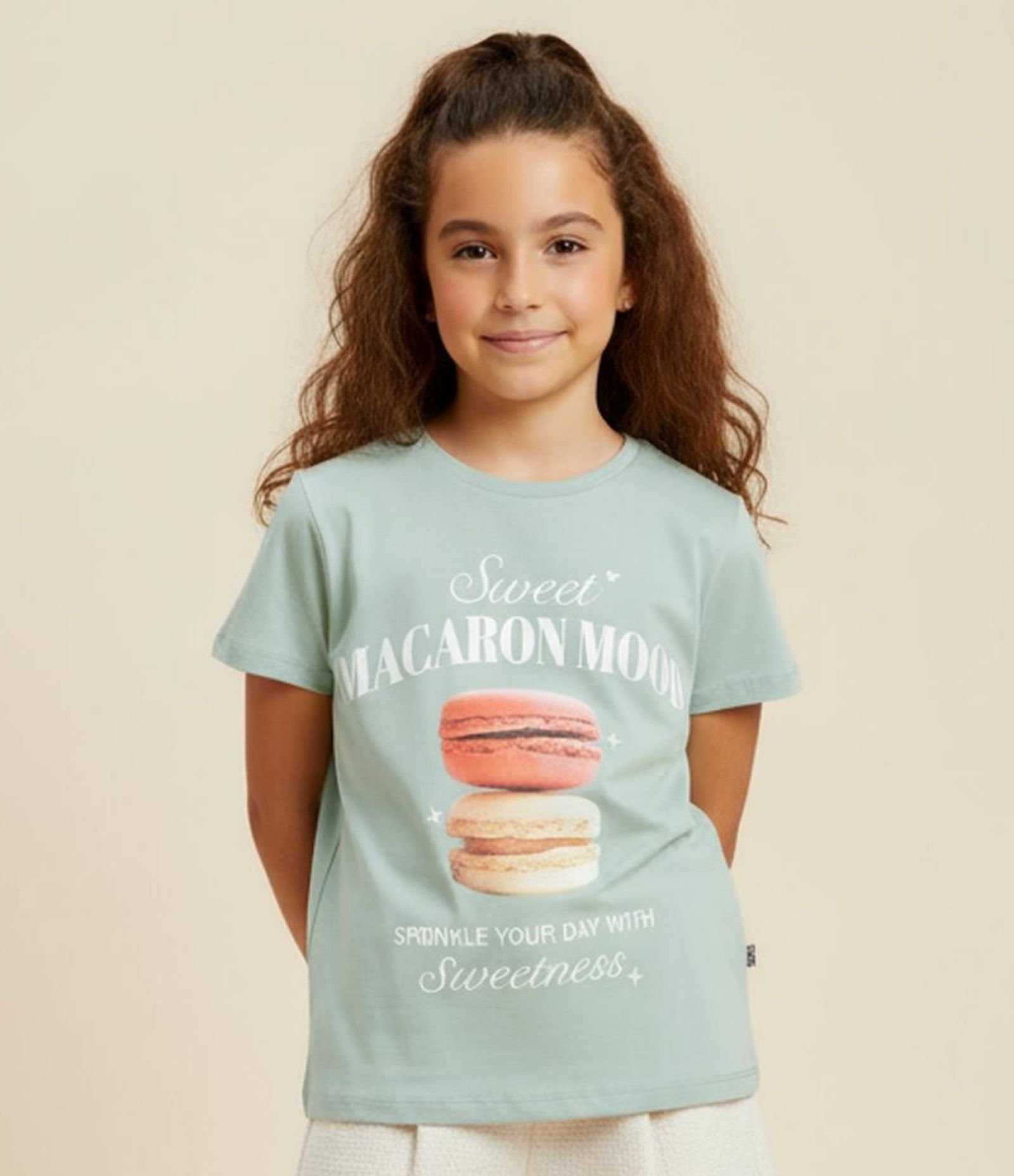 Camiseta Infantil com Estampa Macaron Mood - Tam 7 a 14 Anos Verde 1