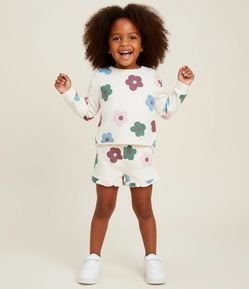Conjunto Infantil Texturizado Estampa Floral - Tam 1 a 5 Anos