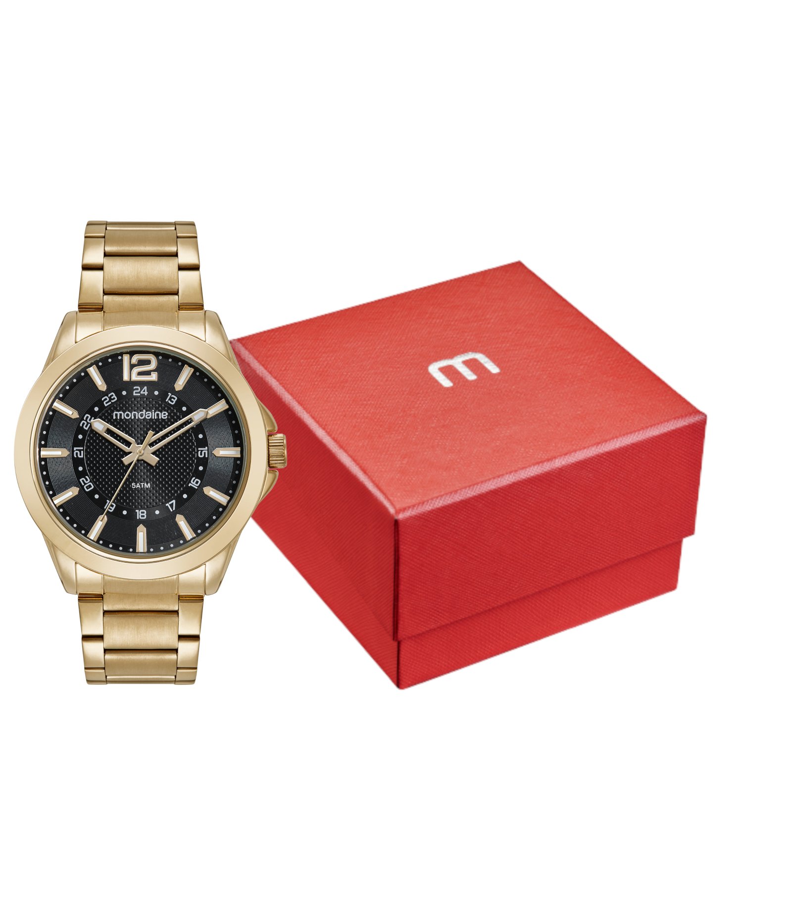 Kit Relógio Analógico Masculino Mondaine Dourado 2