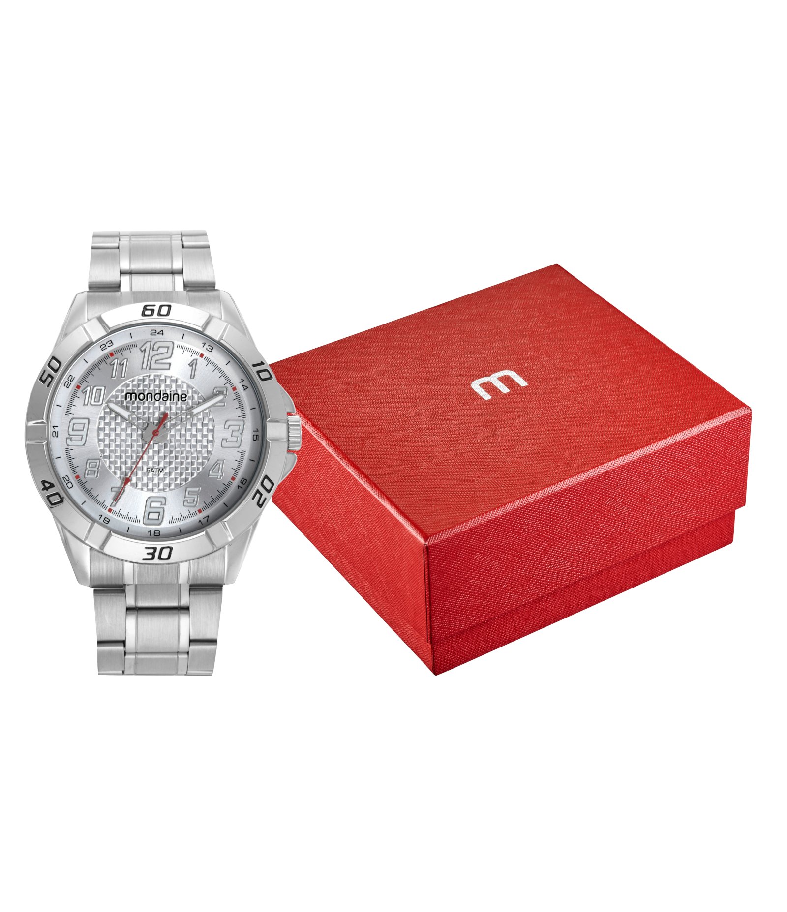 Kit Relógio Analógico Masculino Mondaine Prata 2