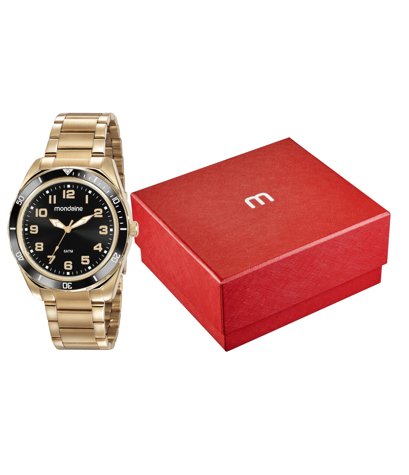 Kit Relógio Analógico Masculino Mondaine Dourado 2