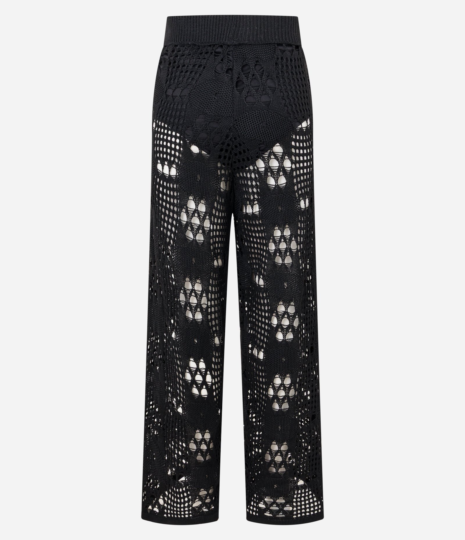 Calça Pantalona com Cós Alto em Tricô Preto 3