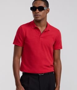 Camisa Polo Slim com Botões e Textura Canelada