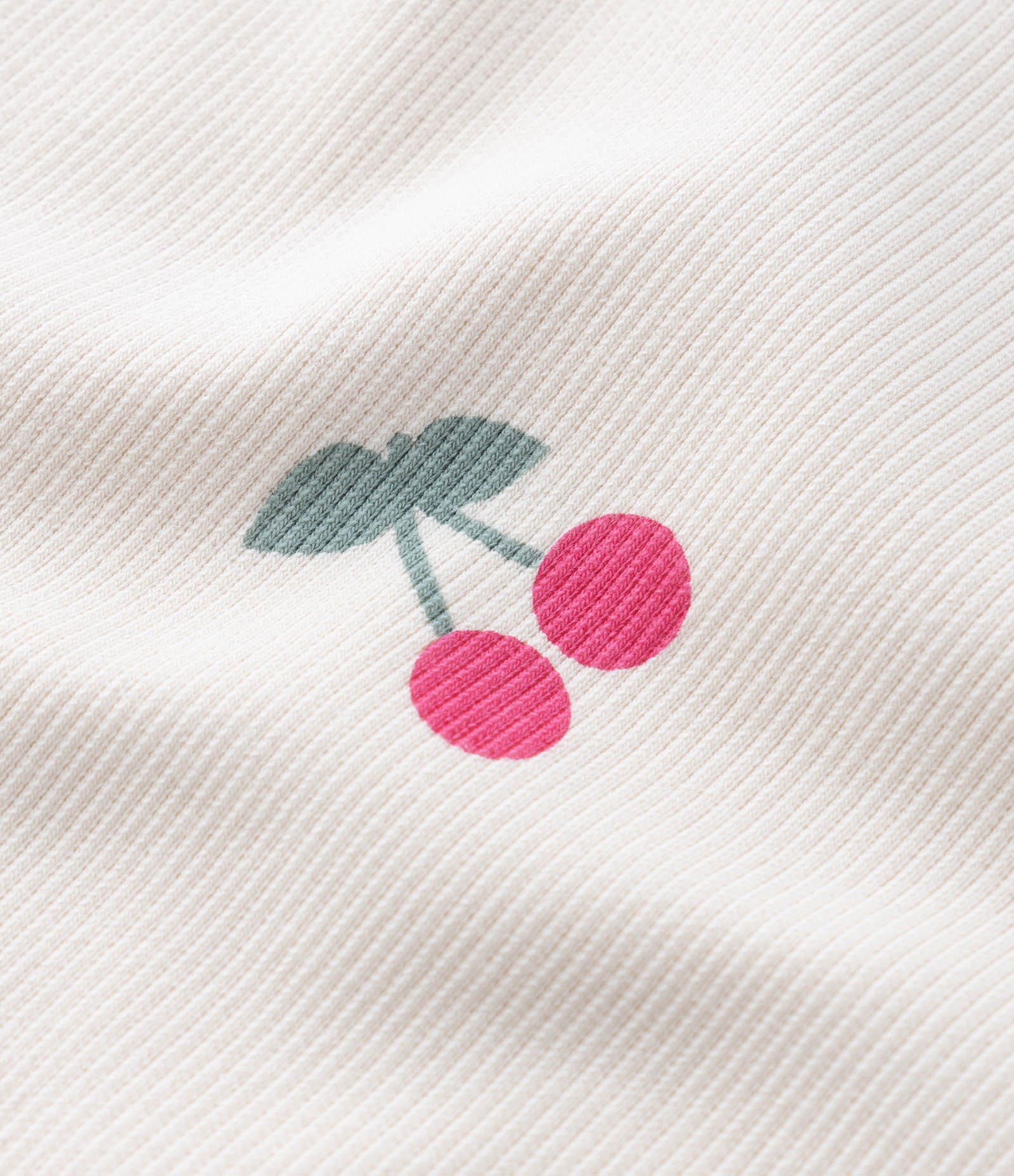 Kit 02 Blusas Infantis em Ribana com Estampa Cereja - Tam 5 a 14 Anos Rosa/Bege 3