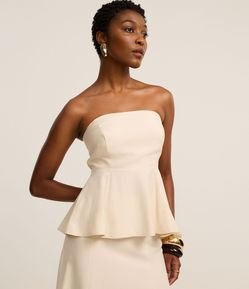 Blusa Peplum Sem Alça com Pences