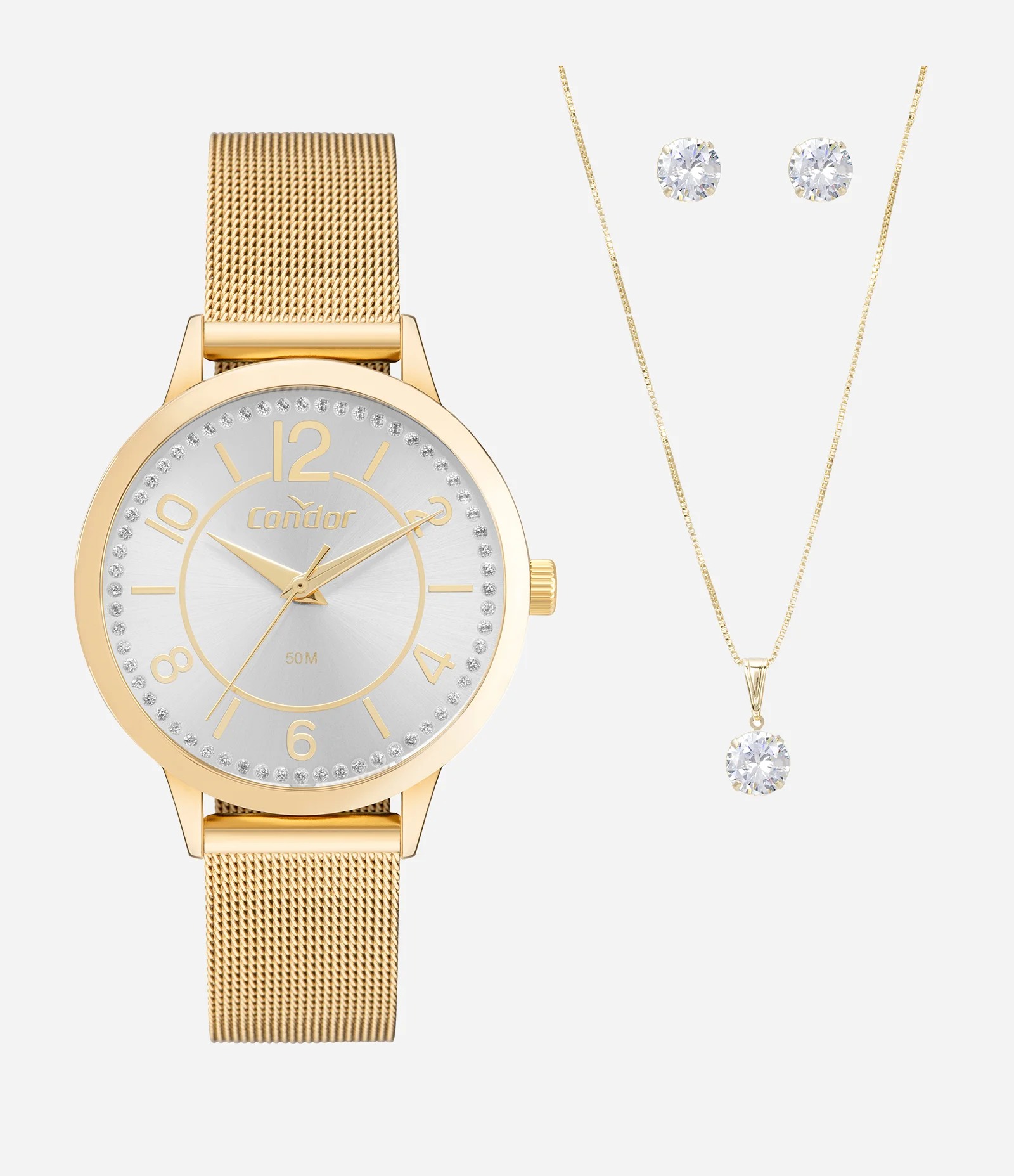 Kit Relógio Analógico Feminino Condor Dourado 4