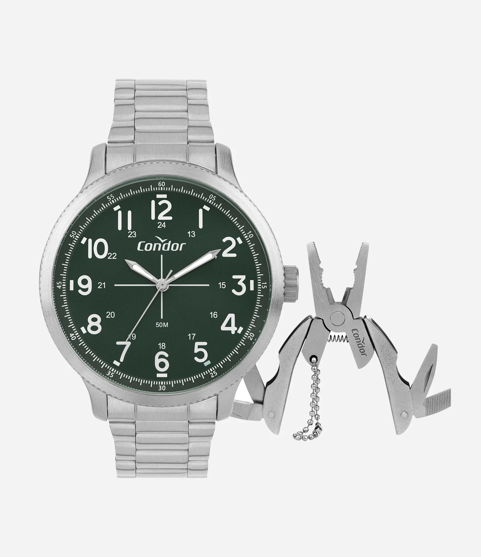 Kit Relógio Analógico Masculino Condor Prata 1