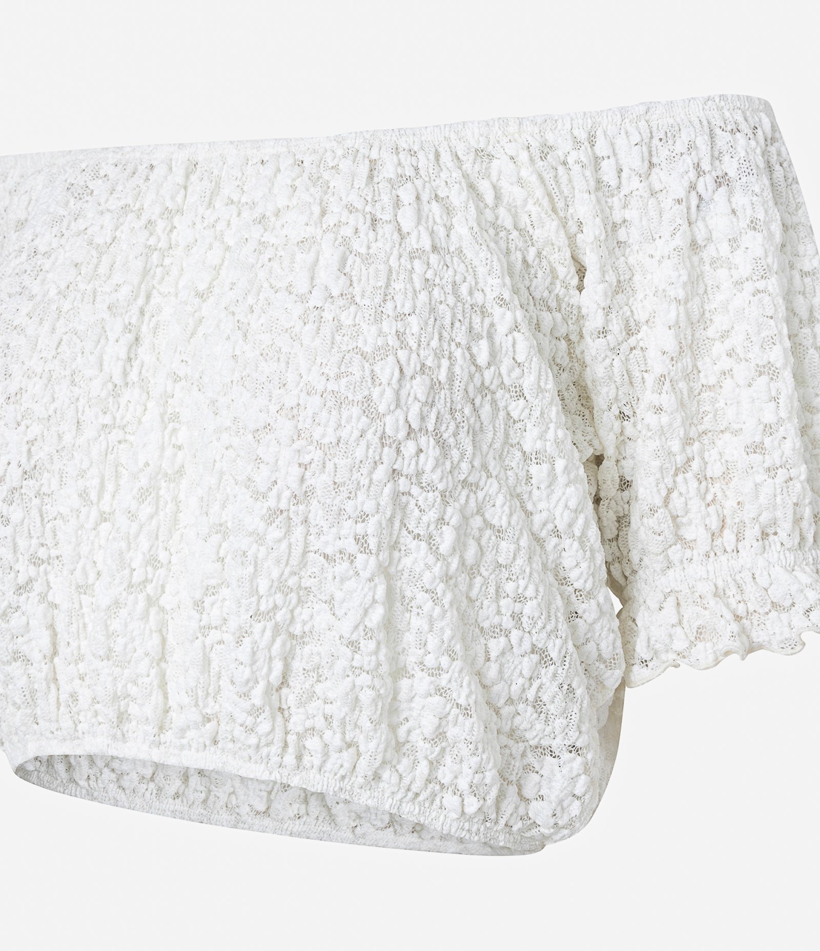 Blusa Cropped em Renda com Textura Floral Branco 6