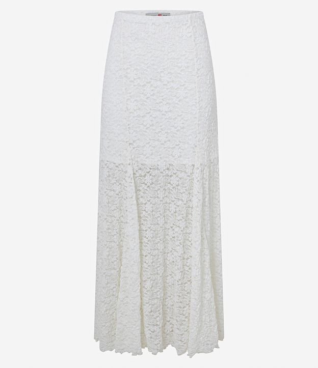 Saia Long Midi em Renda com Nesgas e Forro Curto