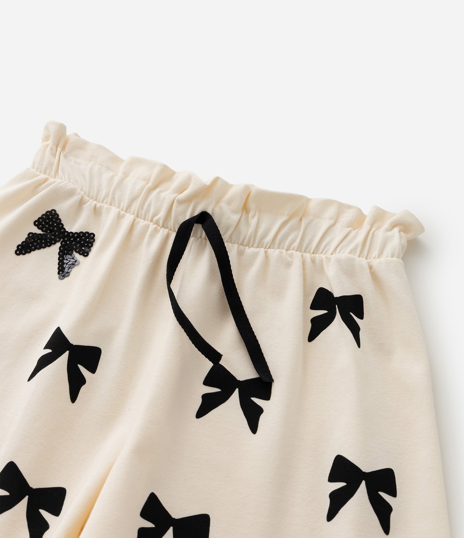 Short Regular Infantil com Estampa de Laços e Paetê - Tam 5 a 14 Anos Bege 6