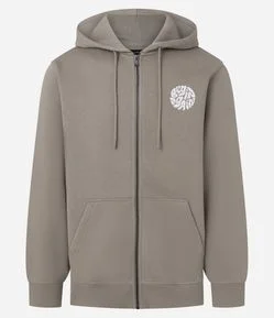 Casaco em Moletom Com Ziper e Estampa Letras Cicular no Peito