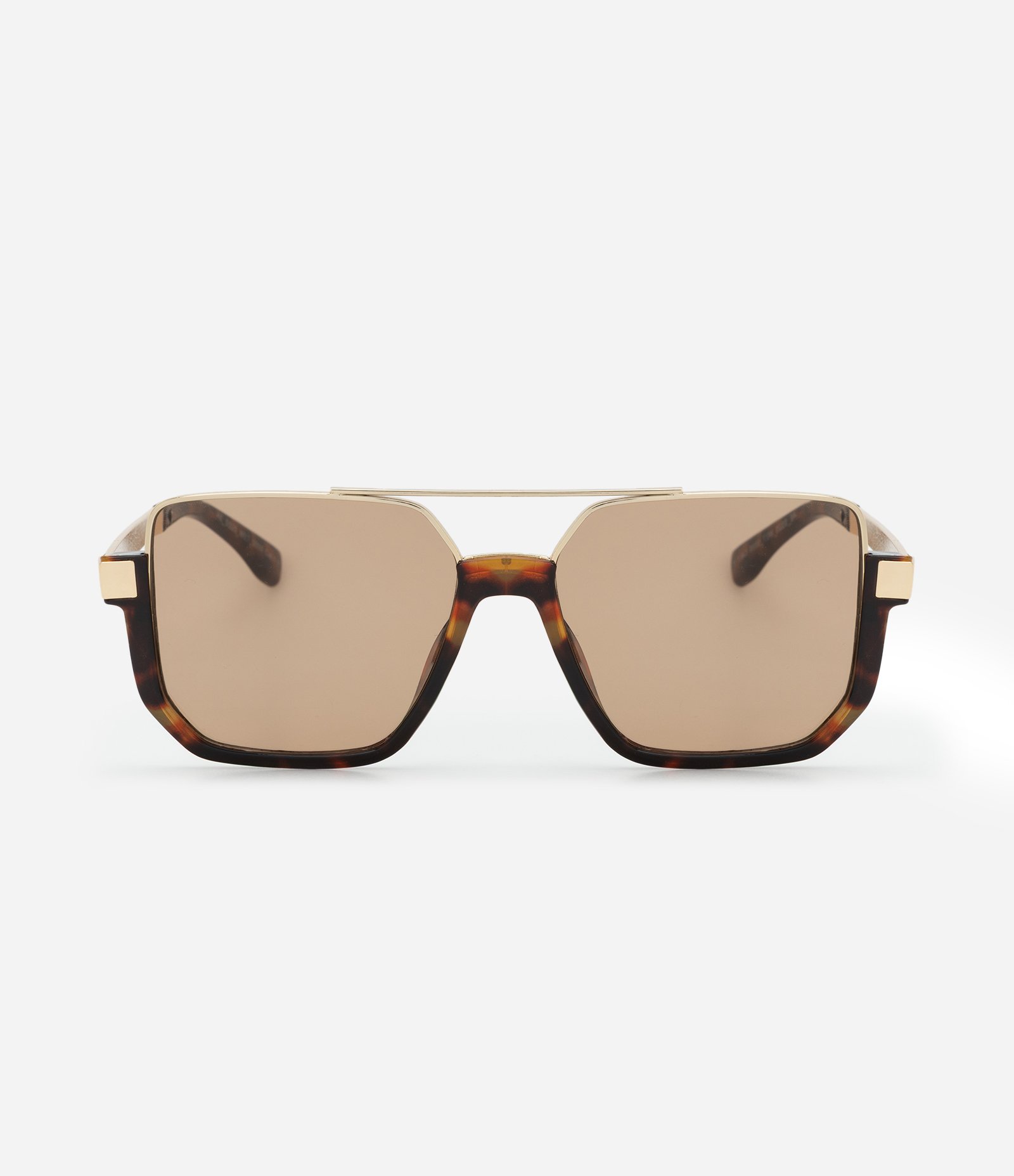 Óculos de Sol Quadrado com Estampa Tartaruga e Ponte Dourada Dourado 2