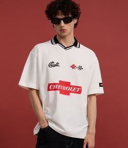 Camisa Polo Boxy em Algodão com Estampa Chevrolet