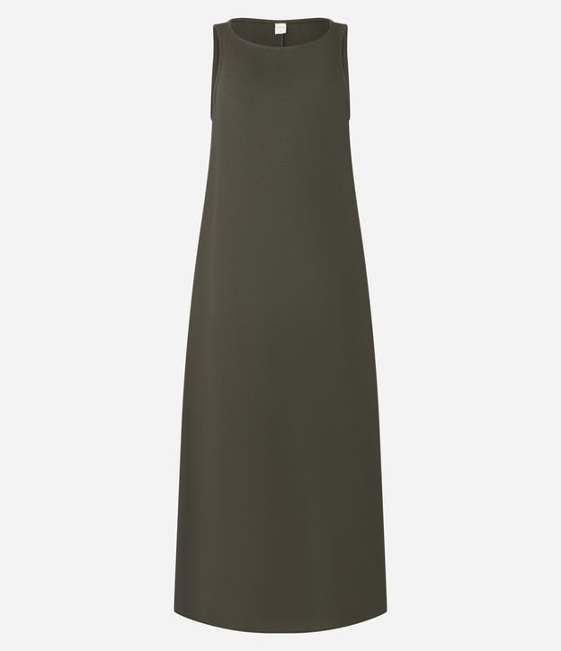 Vestido Evasê Midi em Viscolinho com Alça Larga