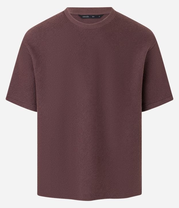 Camiseta Boxy em Algodão com Gola Canoa e Canelada