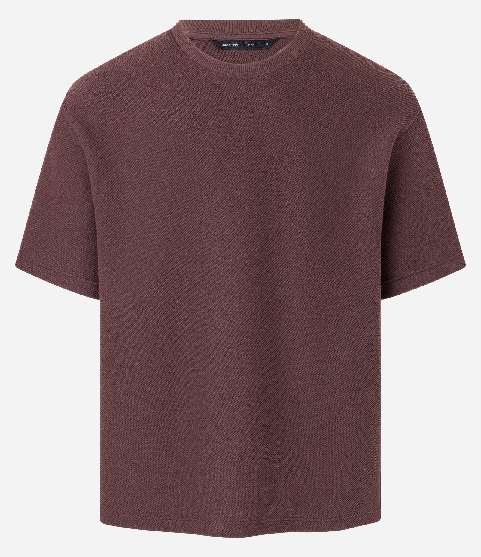 Camiseta Boxy em Algodão com Gola Canoa e Canelada Marrom 5