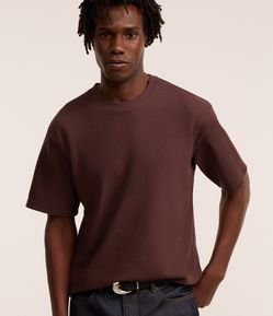 Camiseta Boxy em Algodão com Gola Canoa e Canelada