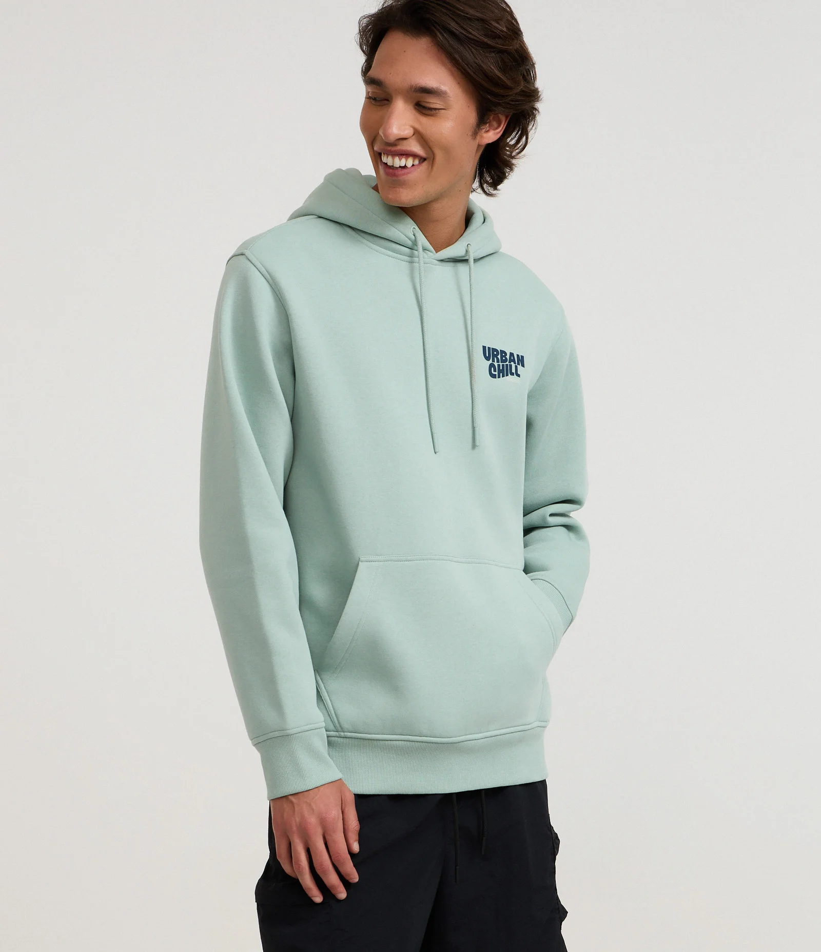 Casaco Comfort em Moletom com Felpa Estampa em Letras urban chill Verde 1
