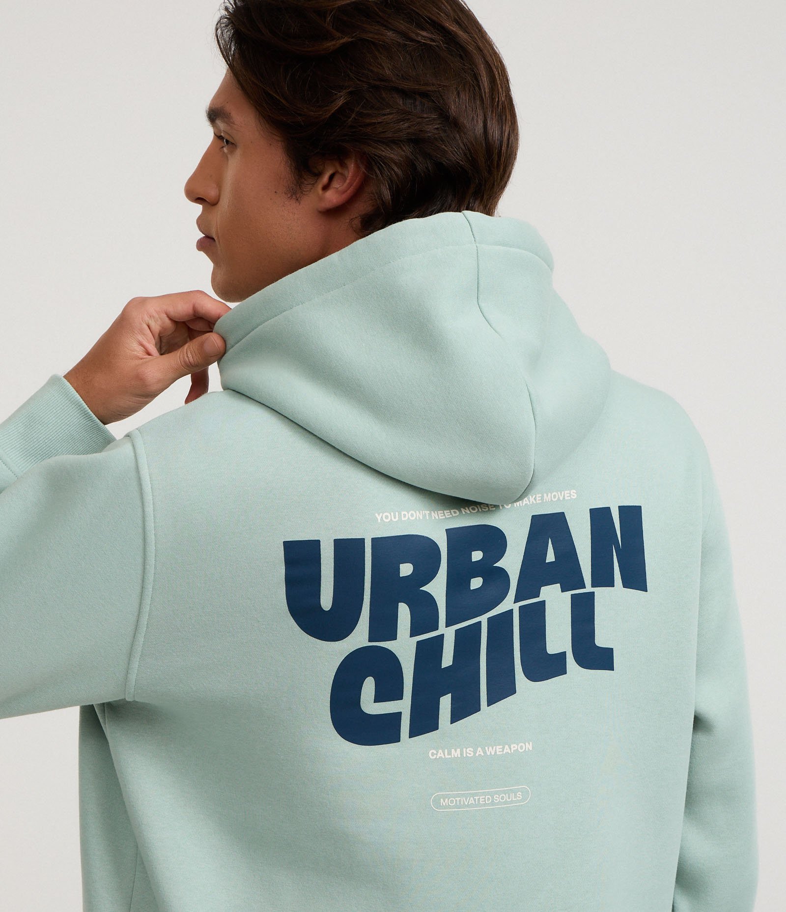 Casaco Comfort em Moletom com Felpa Estampa em Letras urban chill Verde 3