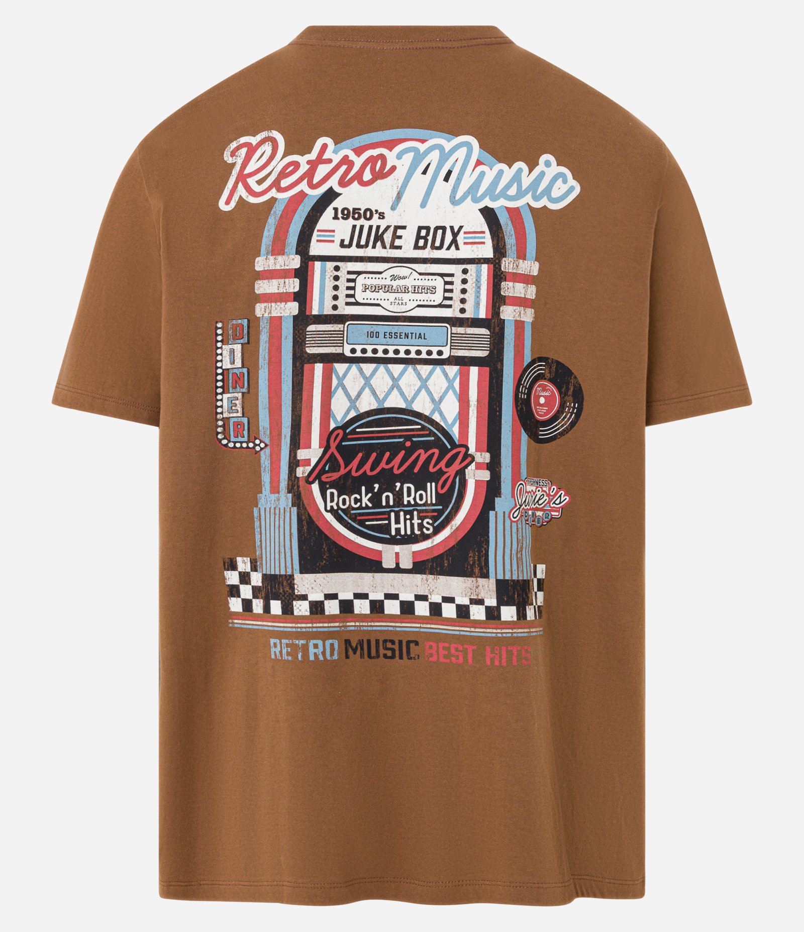 Camiseta em Algodão com Estampa Retro Music Marrom 7