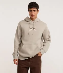 Casaco Comfort em Moletom com Felpa e Estampa Lettering Montanha