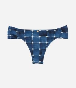 Biquíni Calcinha Lateral Drapeada em Microfibra com Estampa Aquarelada