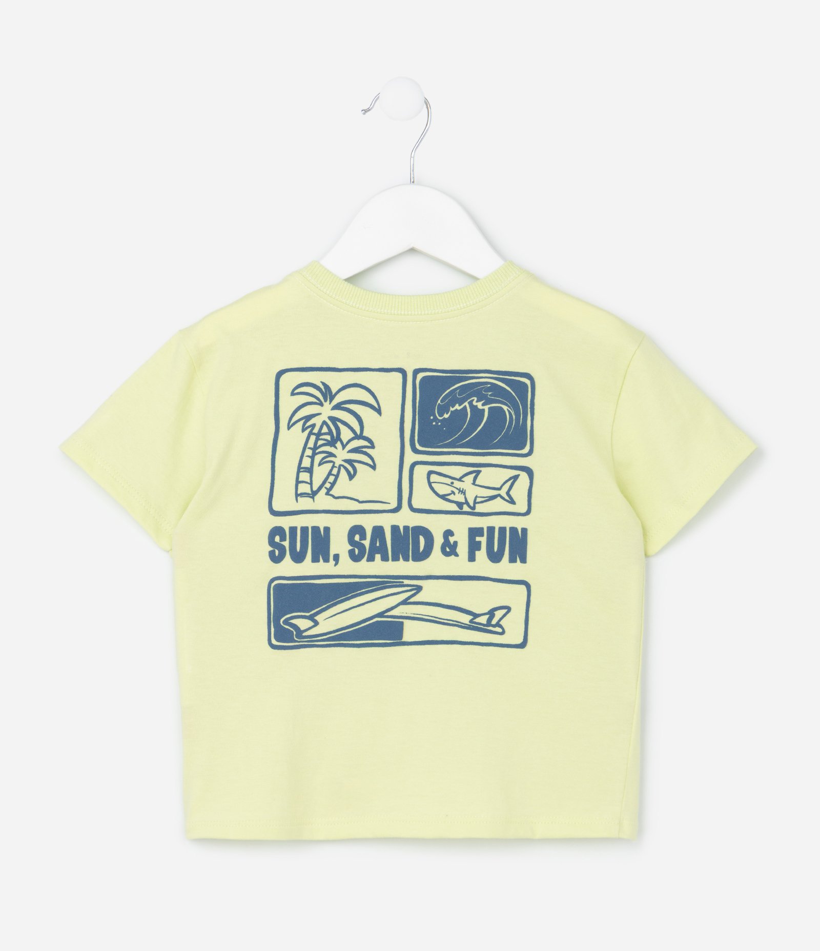 Camiseta Infantil Estampa Frente e Costas de Praia - Tam 1 a 6 Anos Verde 2