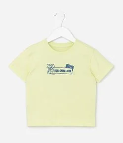 Camiseta Infantil Estampa Frente e Costas de Praia - Tam 1 a 6 Anos