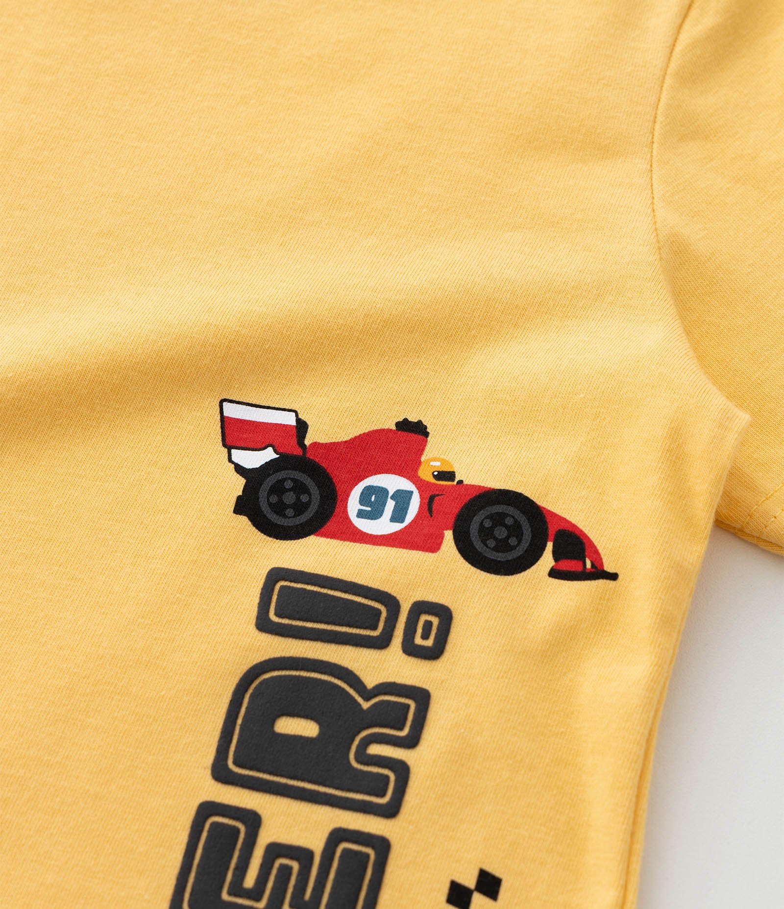 Camiseta Infantil com Estampa Carro de Corrida - Tam 1 a 6 Anos Amarelo 5