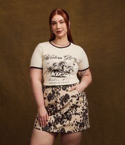 Camiseta em Algodão com Estampa Western Curve & Plus Size
