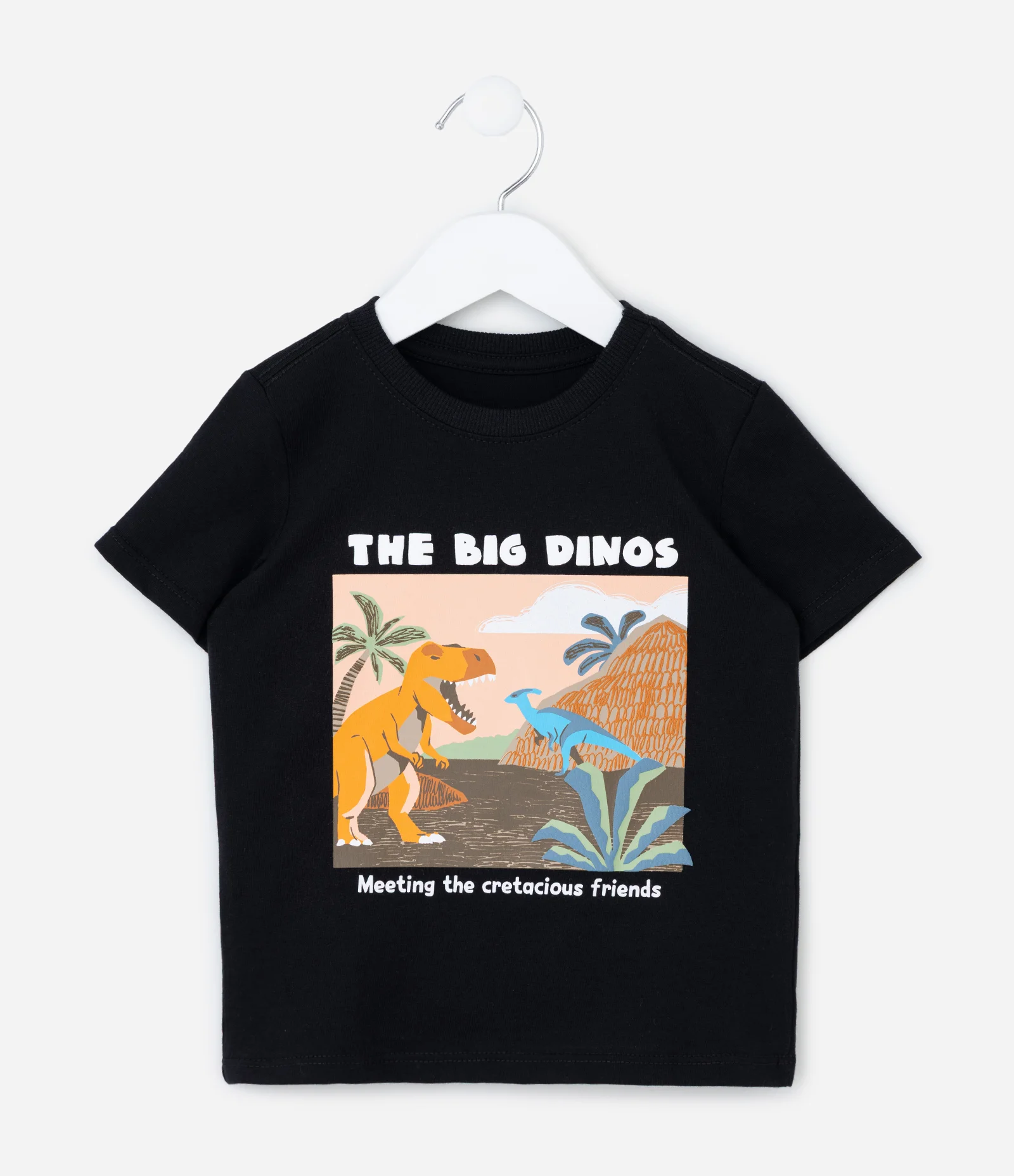 Camiseta Infantil com Estampa Dinossauros - Tam 1 a 6 Anos Preto 1